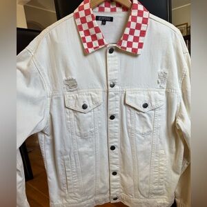 Elwood White/Red Denim Jacket Size Large